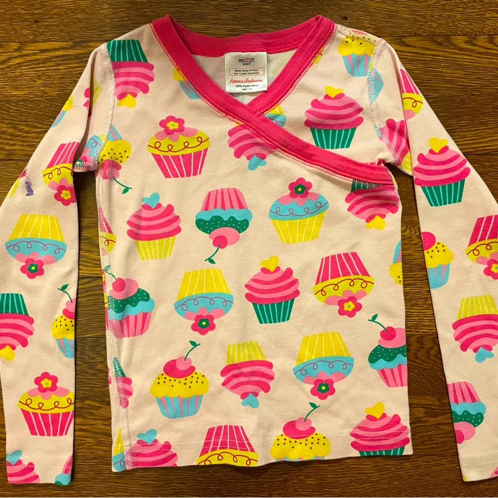 Hanna Andersson Cupcake Kimono Style Pajamas Top Size 120 cm or 6-7